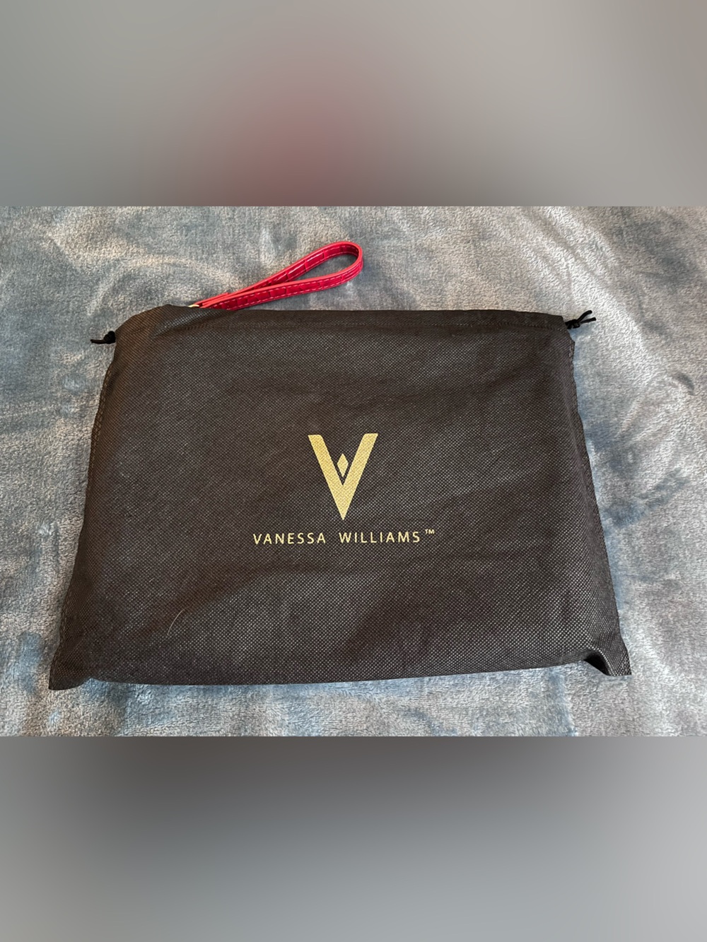 Vanessa Williams Black Wristlet Clutch with Red Strap